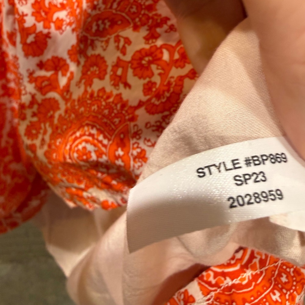 J Crew Ruffle Collar Mini Dress Cotton Poplin‎ Floral Bouquet Orange Paisley Med - Picture 14 of 16